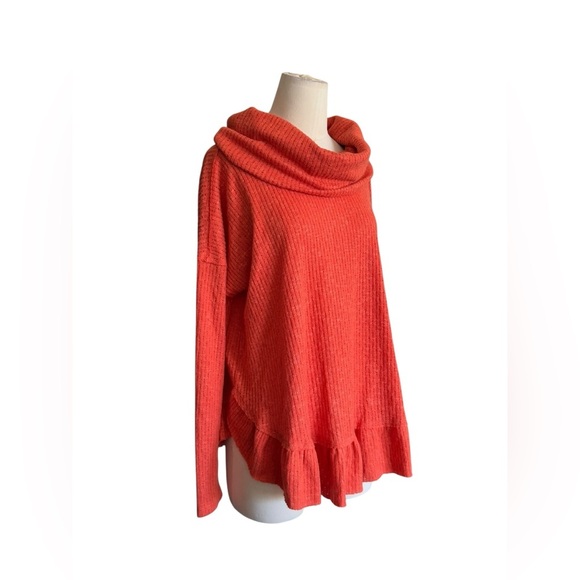 Maeve Sweater Women Medium Cowl Peplum Orange Lightweight Anthropologie Cruise - Picture 4 of 8